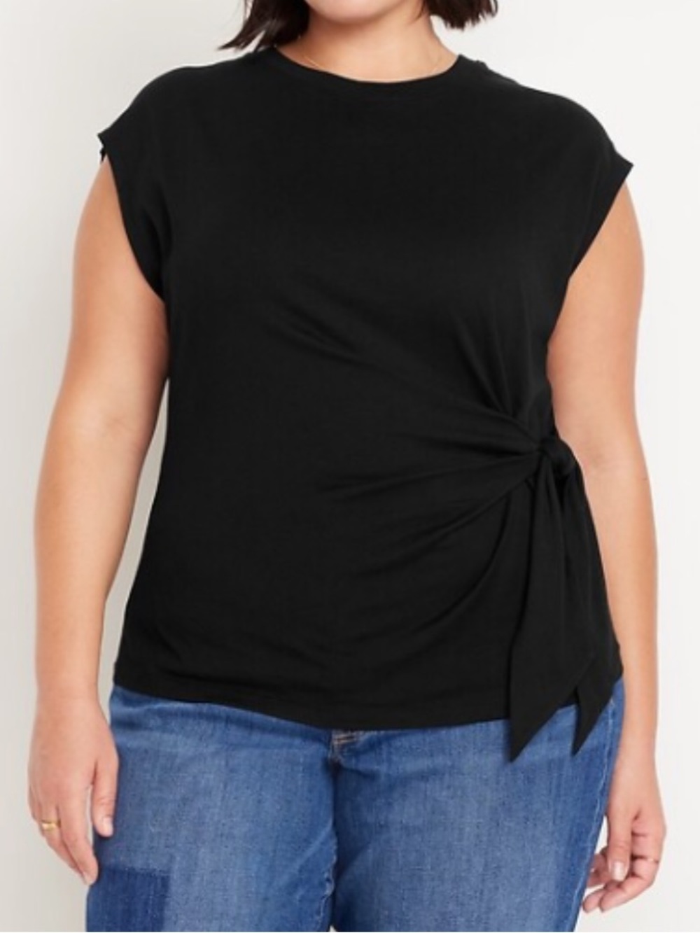 Black Side-Tie Sleeveless Top - Women 3x